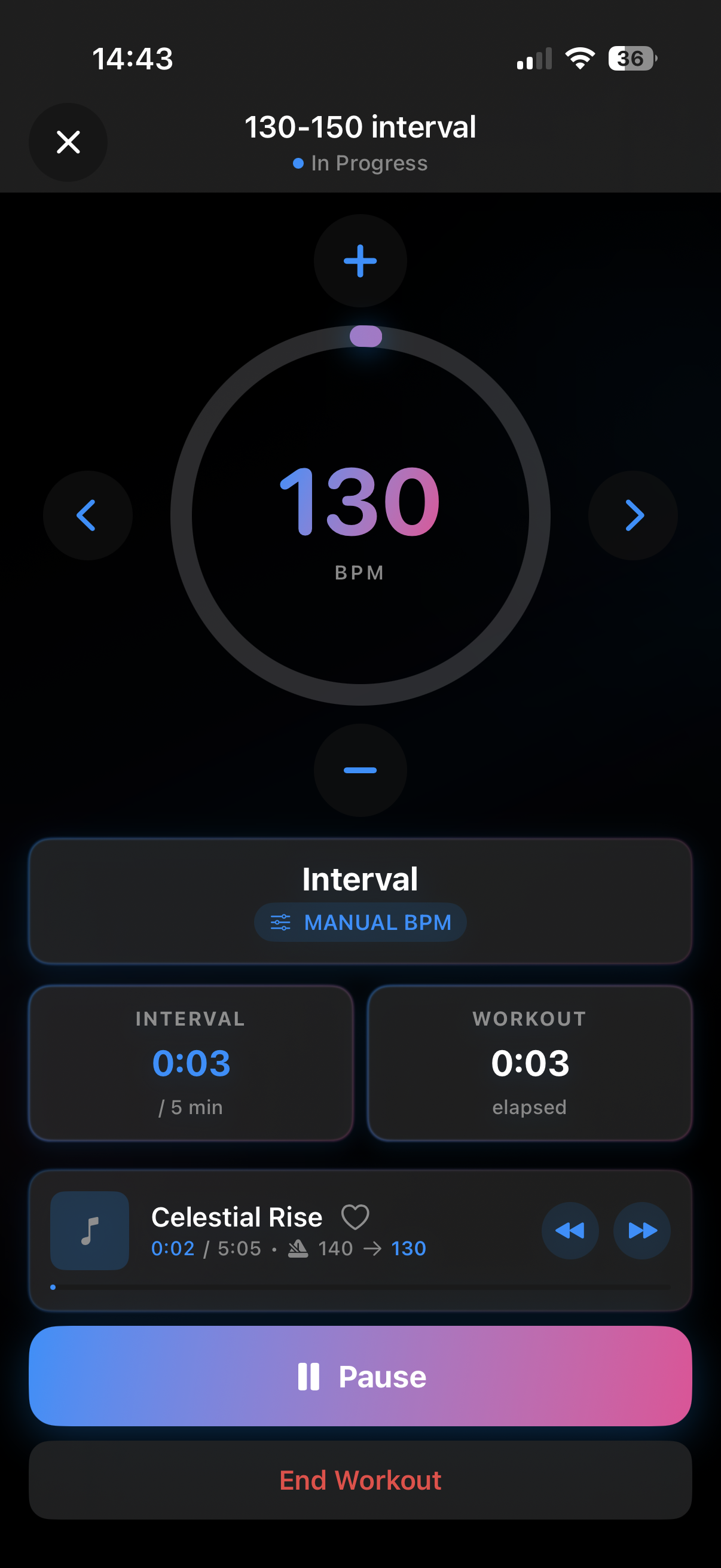 FitBeat Music - Active Workout Screen