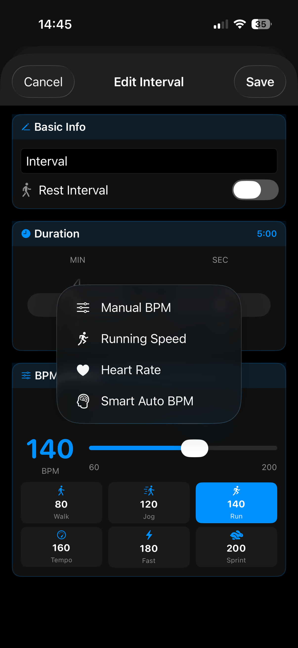 FitBeat BPM Modes (Dark)