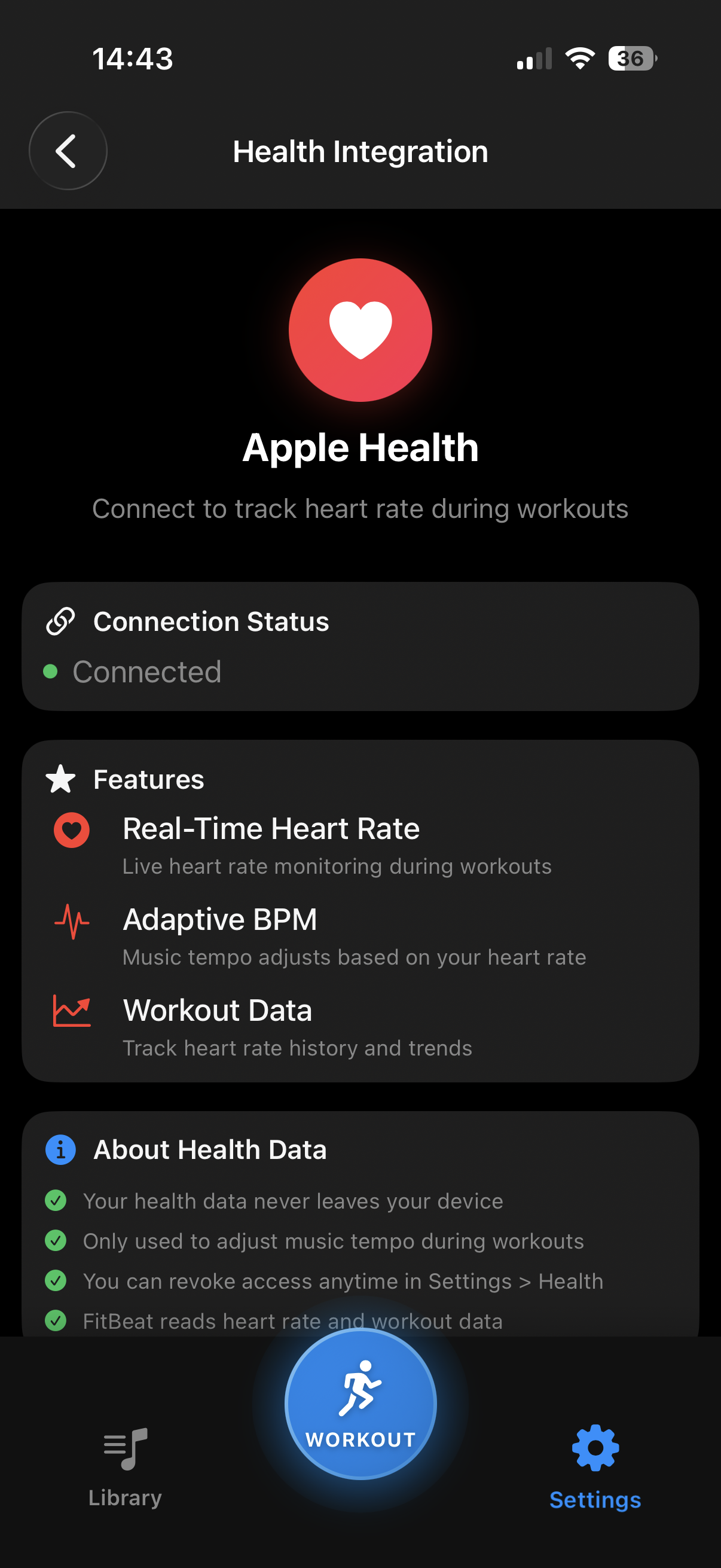 FitBeat Library (Dark)